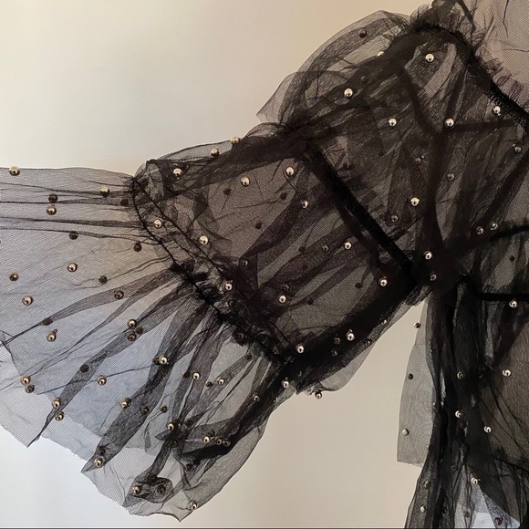 Silver Beaded Tiered Ruffle Top Plus Size - Picture 7 of 12